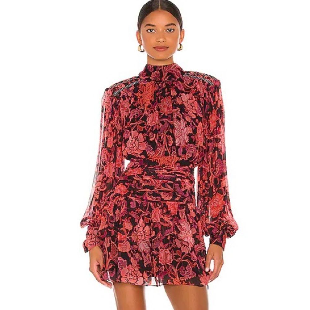 NWT Hemant & Nandita Crimson Ruched Dress